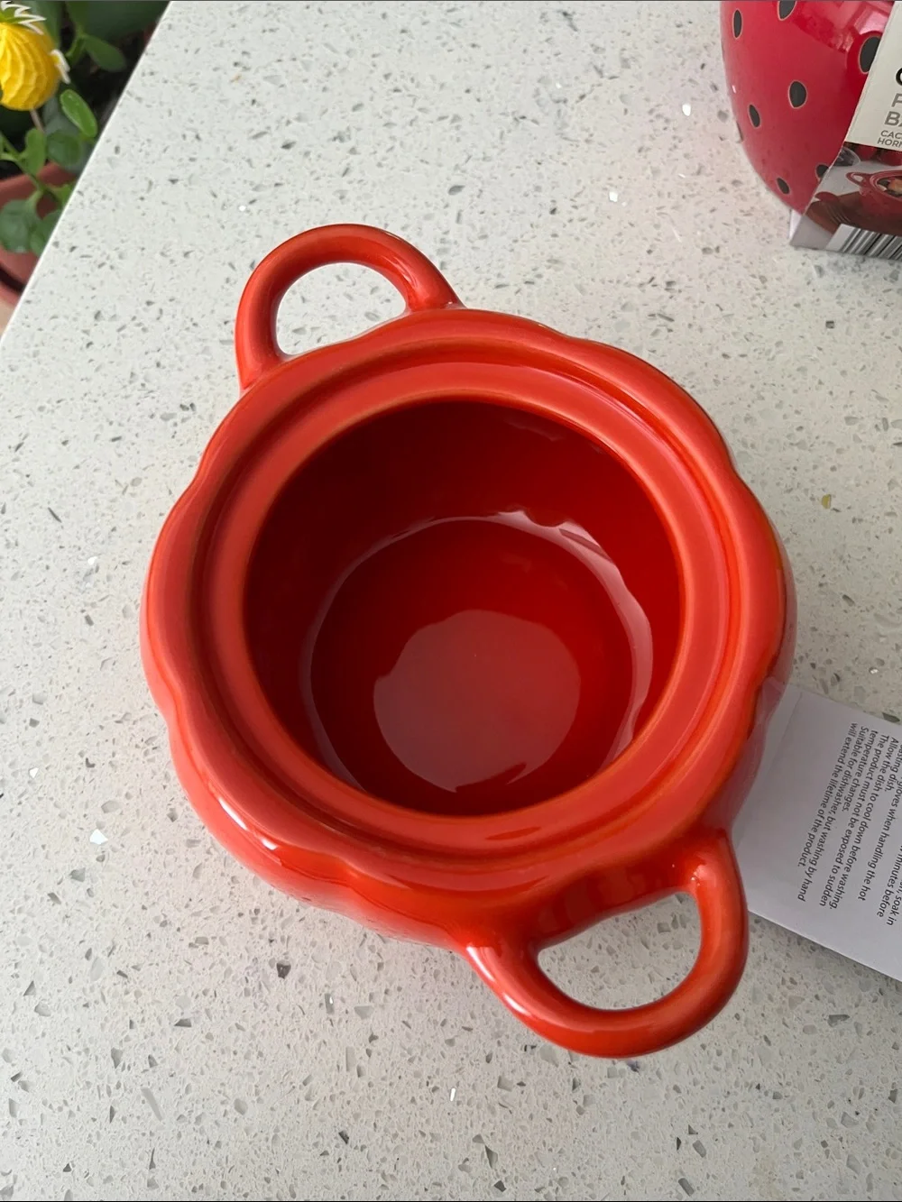 Red Ceramic Tomato Bowl with Lid - Decorative Fruit Design
